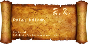 Rafay Kálmán névjegykártya